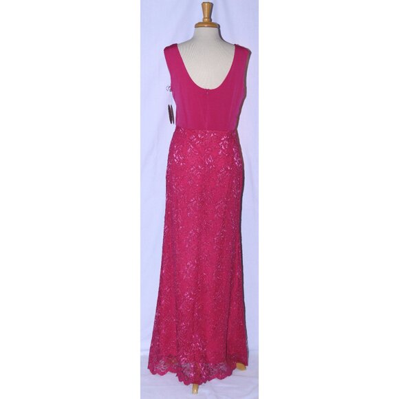 Fanny #1512 Floor Length Jersey & Lace MOB MOG Gown-Size S -FUCHSIA-NEW - Picture 6 of 10